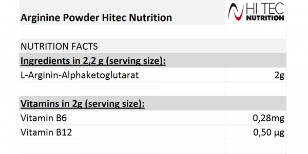 Arginin Powder (250g) Hitec Nutrition - Image 2