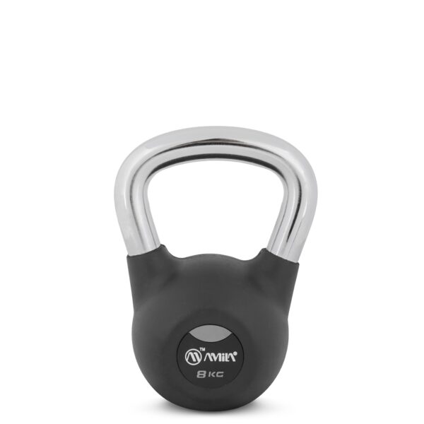 AMILA Kettlebell Rubber Cover Cr Handle 8kg - Image 2