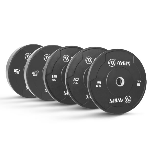 Δίσκος Crossfit Ολυμπιακού Τύπου Φ.50 (Black W Bumper Slim) 25kg Amila (84845) - Image 3