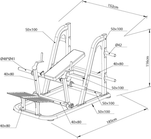 Επαγγελματικό Μηχάνημα Γλουτών (Primo Hip Thrust) Tronic Amila (91552) - Image 2