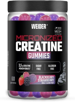Premium Creatine Gummies (200 Mesh) 60 Gummies (Blackberry - Strawberry) Weider