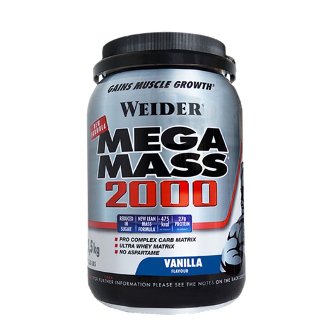 Weider_Mega_Mass_2000_1500_gr_Vanilla Mega Mass 2000 (Vanilla) 1500g Weider - Image 1
